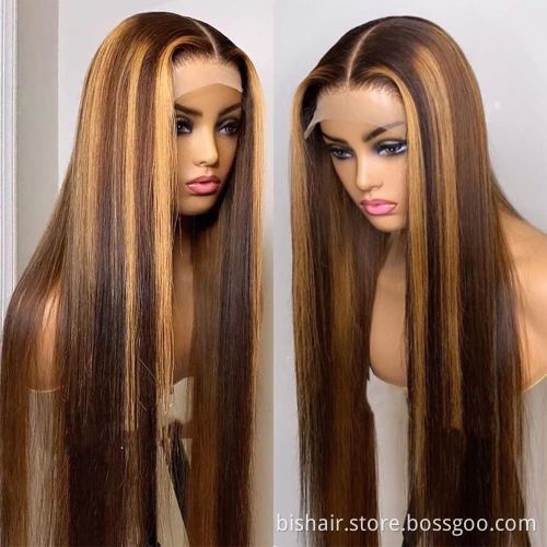 100% Virgin Brazilian Human Hair Frontal Wig 10A Grade Bone Straight Ombre Piano Color Human Hair Hd Lace Front Wigs